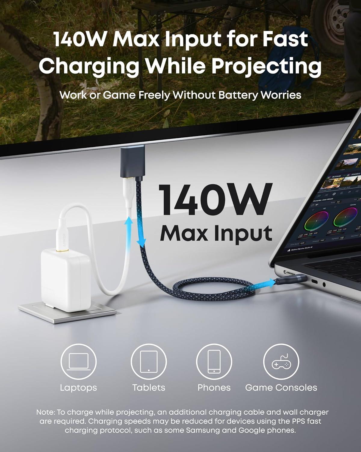 imageAnker HDMI to USBC Cable 4K60Hz HDR Ultra Fast USBC to HDMI Cable Nylon Braided with Advanced Shielding Thunderbolt 543 for MacBook iPad iPhone 1615 HD TV ampamp More 18 m0 9m