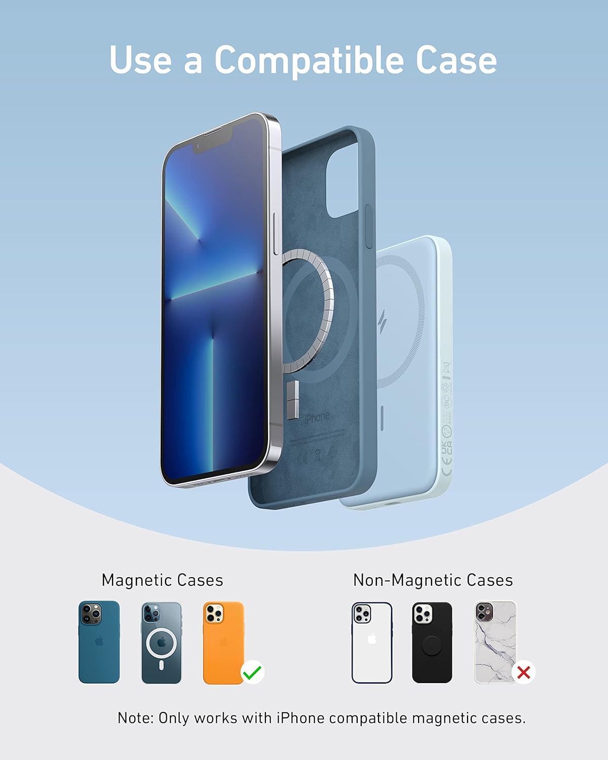 imageAnker MagGo 621 Wireless Magnetic External Battery 5000 mAh Fast Charging Foldable and with USBC for iPhone Series 16 pro15141312 and Others Black2white