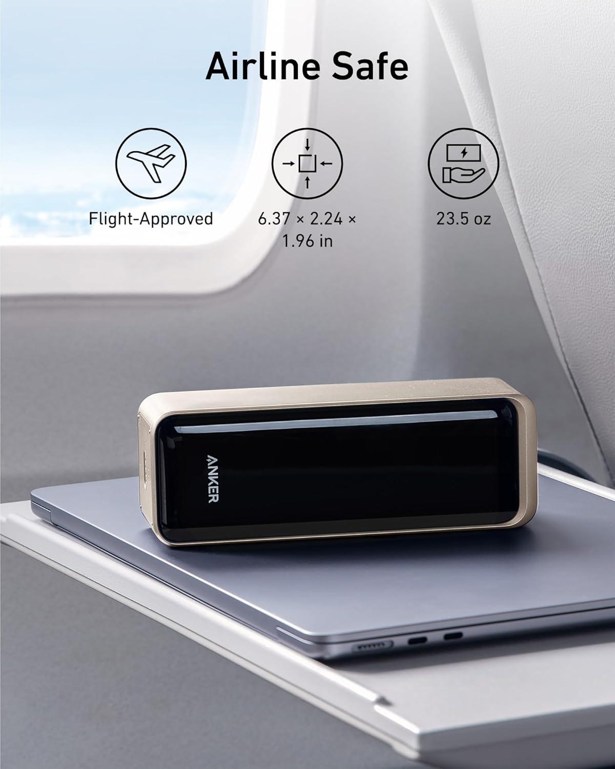 imageAnker Prime Power Bank Power Bank Portable Charger 250W 3 Ports 27650 mAh 9954 Wh MacBook ProAir iPhone 16151413 AirPods SamsungGolden