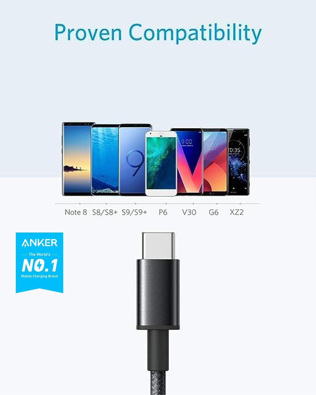 imageAnker USB C Cable 2 Pack USBA to USBC Charging Cable 331 USB C to USB 20 Dual Braided Nylon Type C Charging Cable for iPhone 1717 PlusPro17 ProMax Samsung Galaxy S10 LG V306ft RedBlack