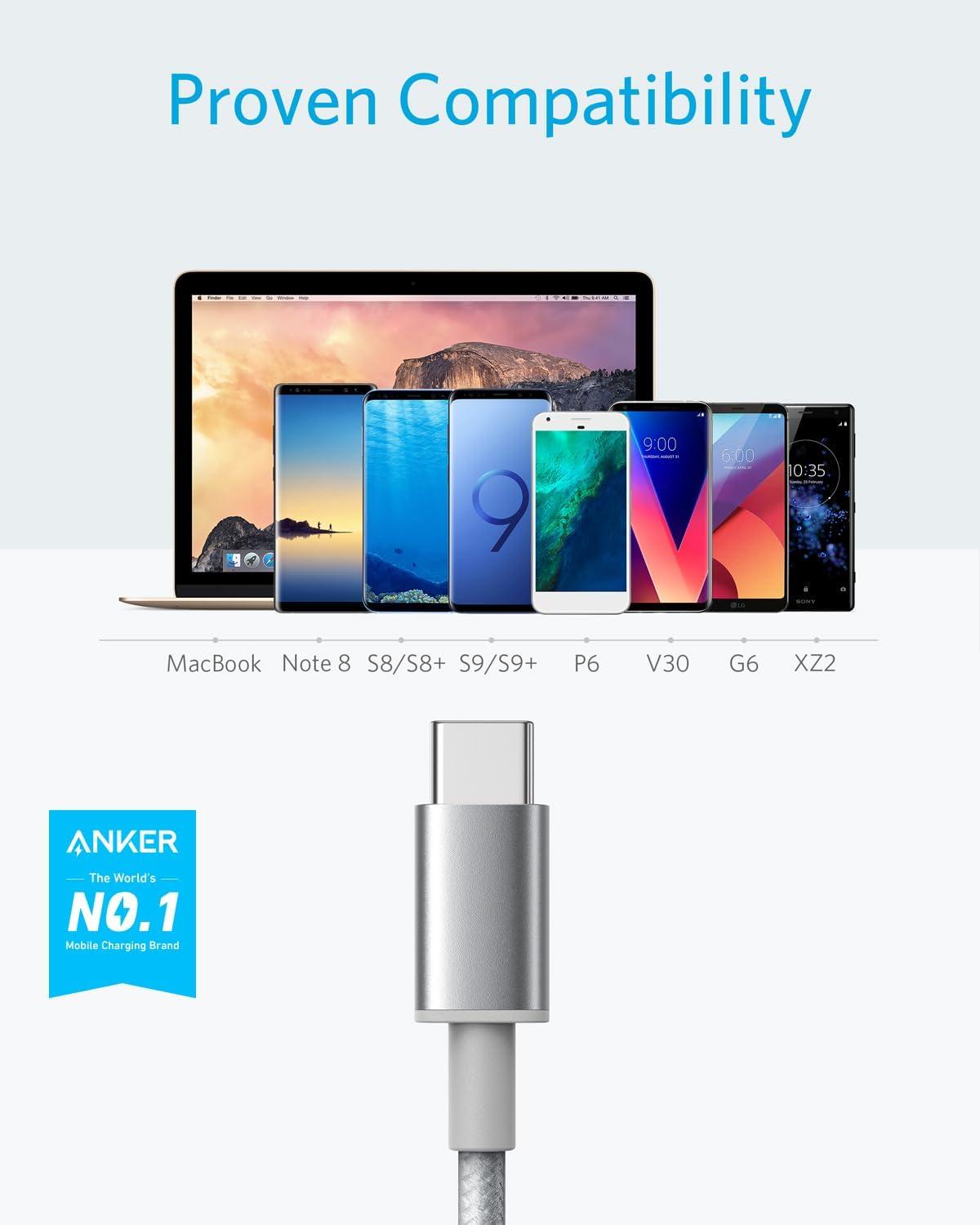 imageAnker USB C Cable 2 Pack USBA to USBC Charging Cable 331 USB C to USB 20 Dual Braided Nylon Type C Charging Cable for iPhone 1717 PlusPro17 ProMax Samsung Galaxy S10 LG V306ft RedSilver