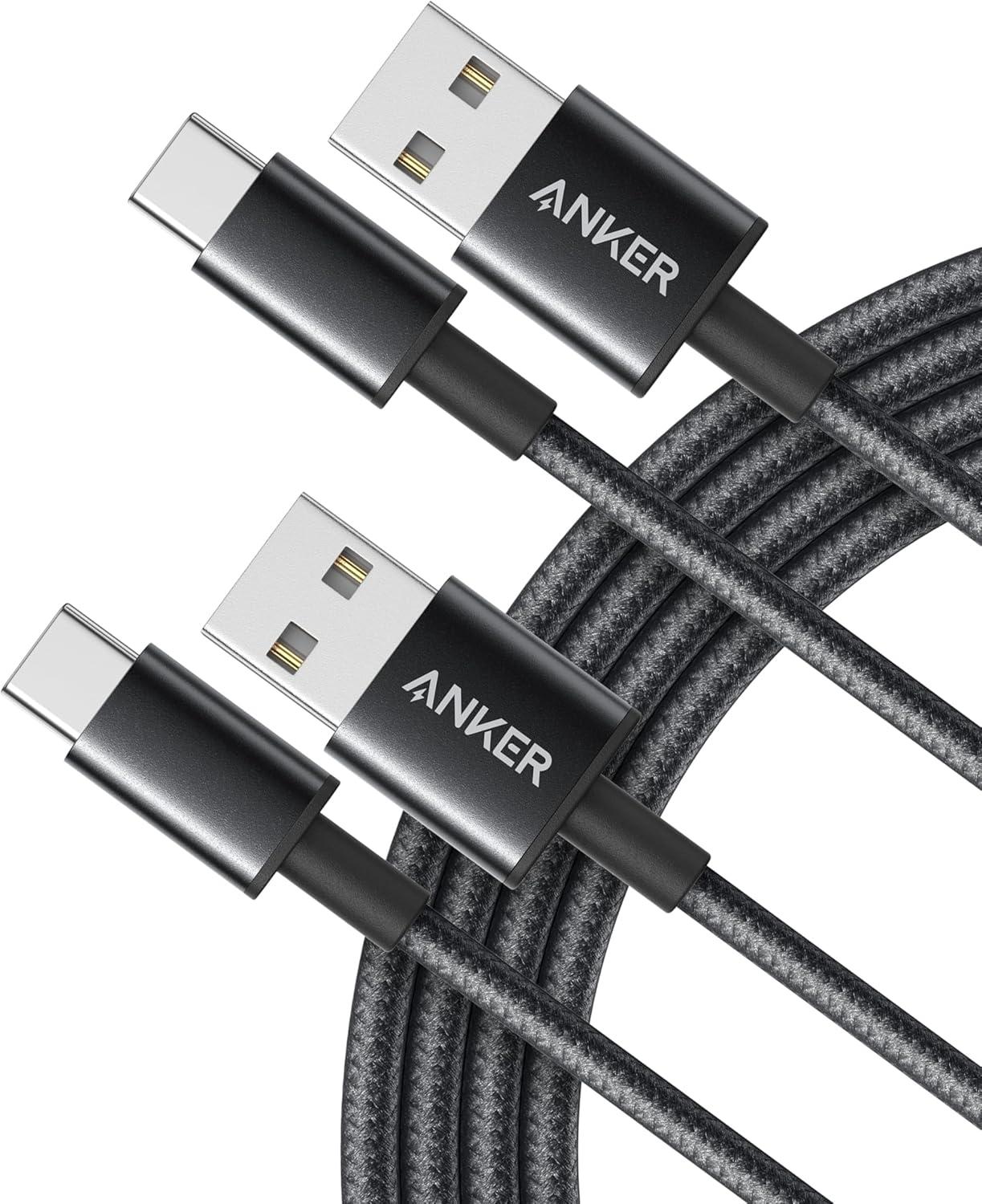 imageAnker USB C Cable 2 Pack USBA to USBC Charging Cable 331 USB C to USB 20 Dual Braided Nylon Type C Charging Cable for iPhone 1717 PlusPro17 ProMax Samsung Galaxy S10 LG V306ft RedBlack