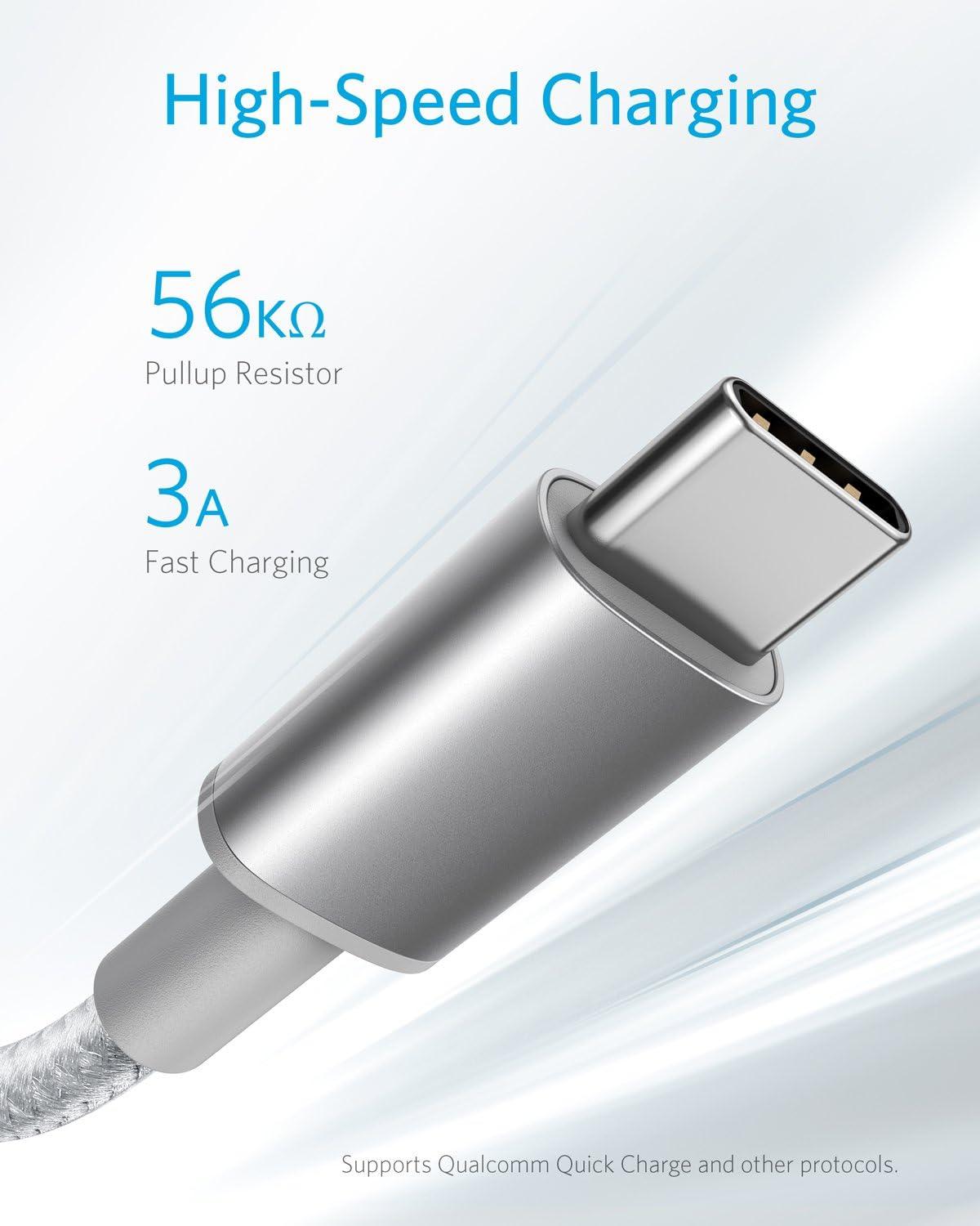 imageAnker USB C Cable 2 Pack USBA to USBC Charging Cable 331 USB C to USB 20 Dual Braided Nylon Type C Charging Cable for iPhone 1717 PlusPro17 ProMax Samsung Galaxy S10 LG V306ft RedSilver
