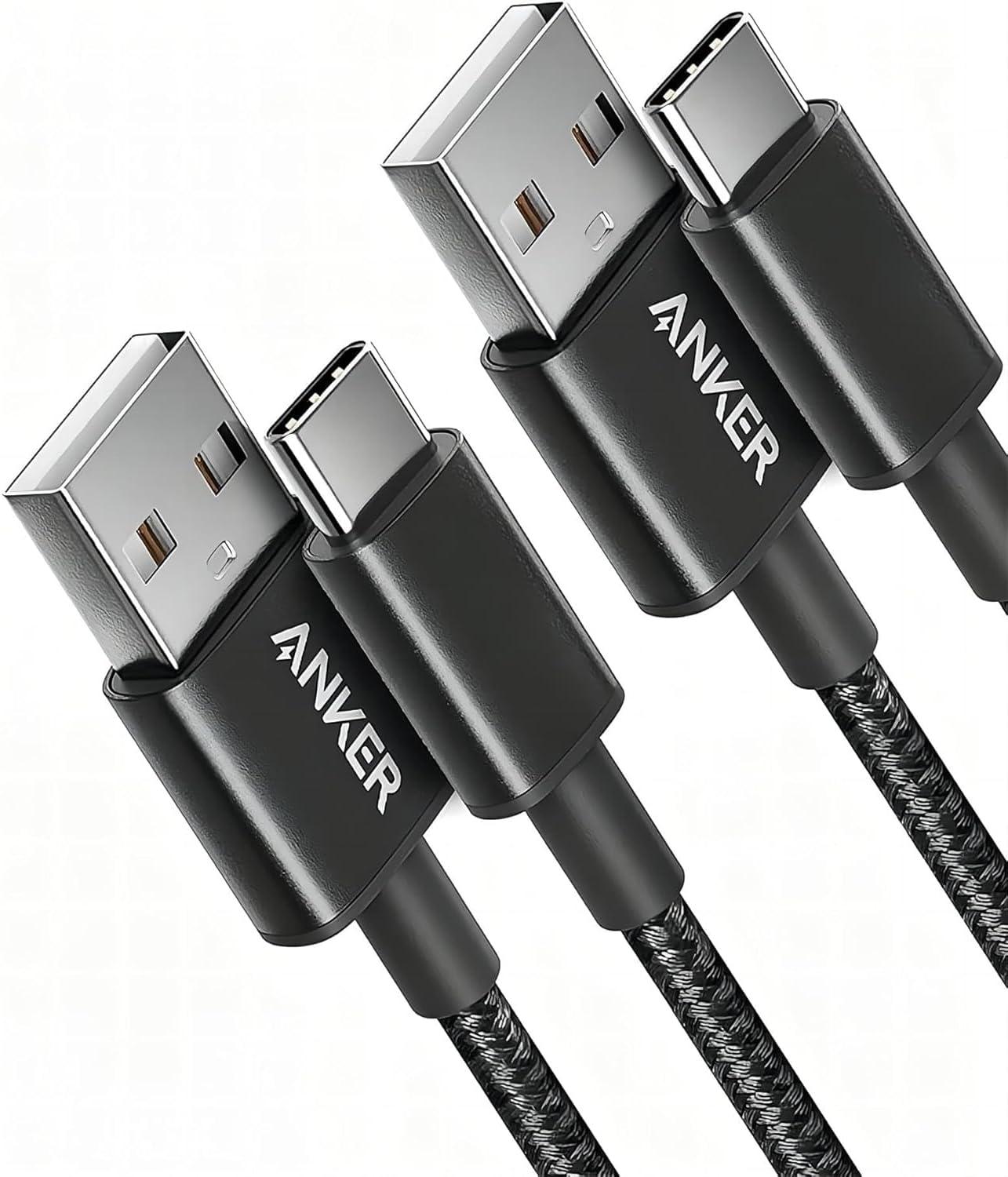 imageAnker USB C Cable 2 Pack USBA to USBC Charging Cable 331 USB C to USB 20 Dual Braided Nylon Type C Charging Cable for iPhone 1717 PlusPro17 ProMax Samsung Galaxy S10 LG V306ft RedBlack