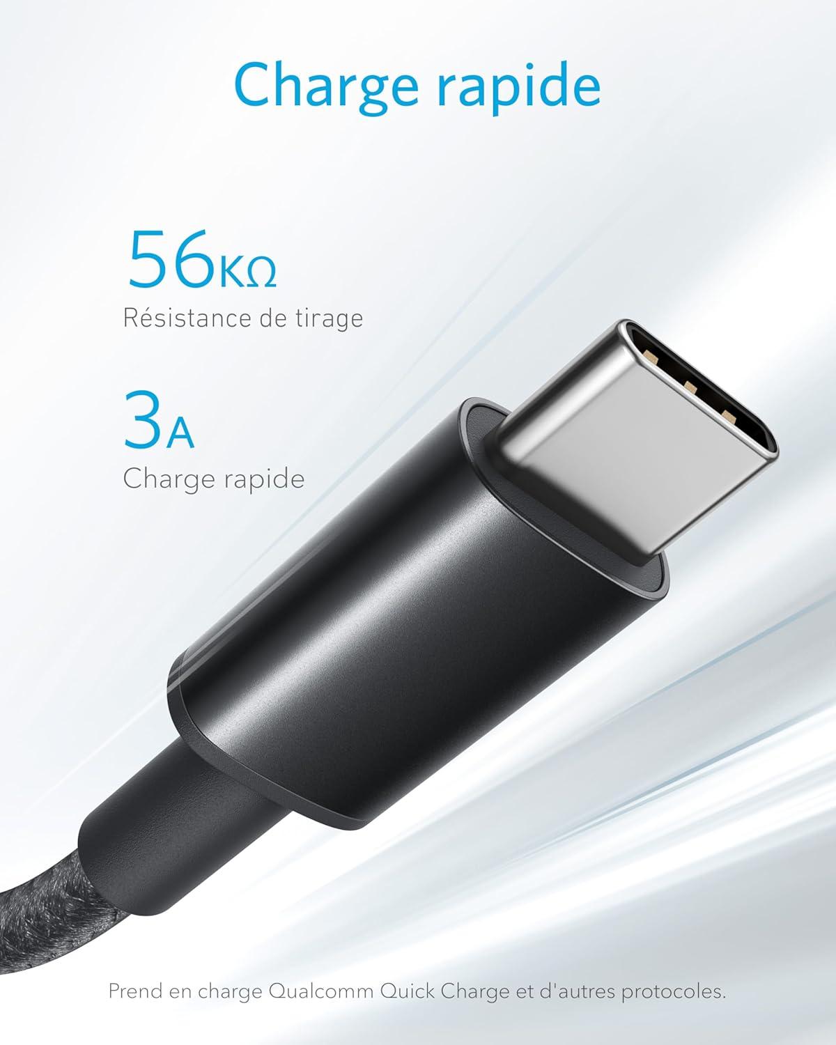 imageAnker USB C Cable 2 Pack USBA to USBC Charging Cable 331 USB C to USB 20 Dual Braided Nylon Type C Charging Cable for iPhone 1717 PlusPro17 ProMax Samsung Galaxy S10 LG V306ft RedBlack
