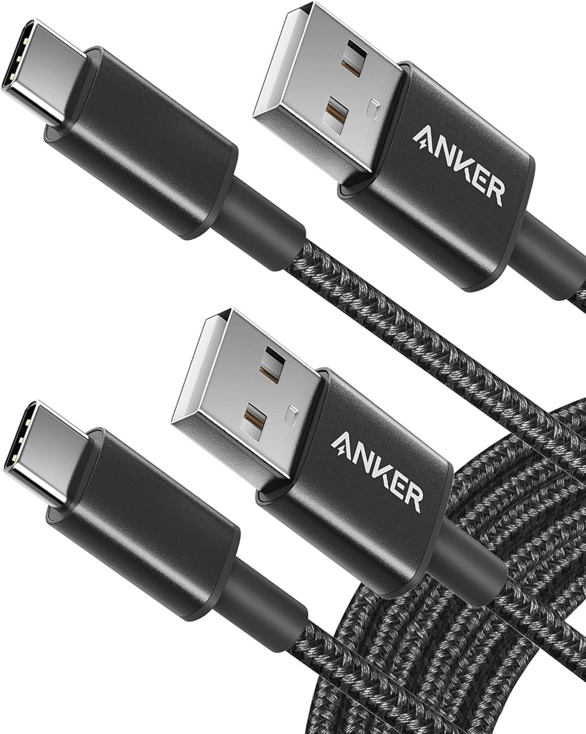 imageAnker USB C Cable 2 Pack USBA to USBC Charging Cable 331 USB C to USB 20 Dual Braided Nylon Type C Charging Cable for iPhone 1717 PlusPro17 ProMax Samsung Galaxy S10 LG V306ft RedBlack