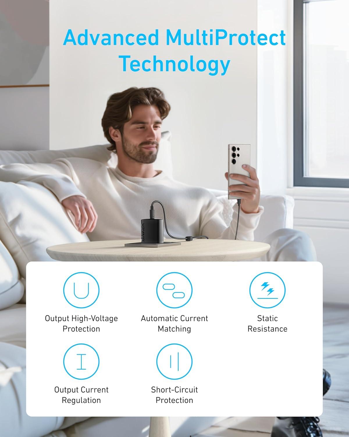 imageAnker USB C Fast Charger 45 W iPhone Samsung Fast Charging with USB C Cable Compatible with PPS for Samsung Galaxy S24 UltraS24S23S23S22Note20 iPhone 1717 Pro Pixel and MoreBlack