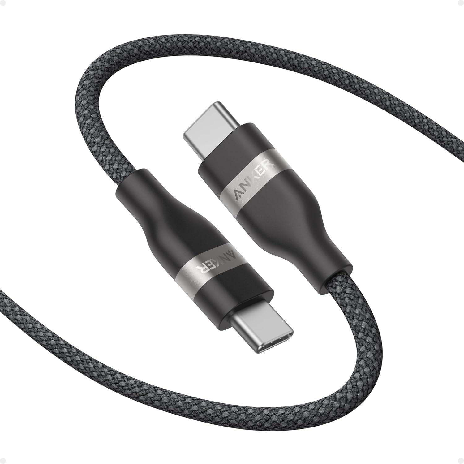 imageAnker USBC Cable 240W Braided Upcycled USB C to USBC Fast Charger Cable for iPhone 1717 Pro17 Plus17 ProMax MacBook Pro iPad ProAir 5 Galaxy S23 and Others 6 Feet BlackBlack