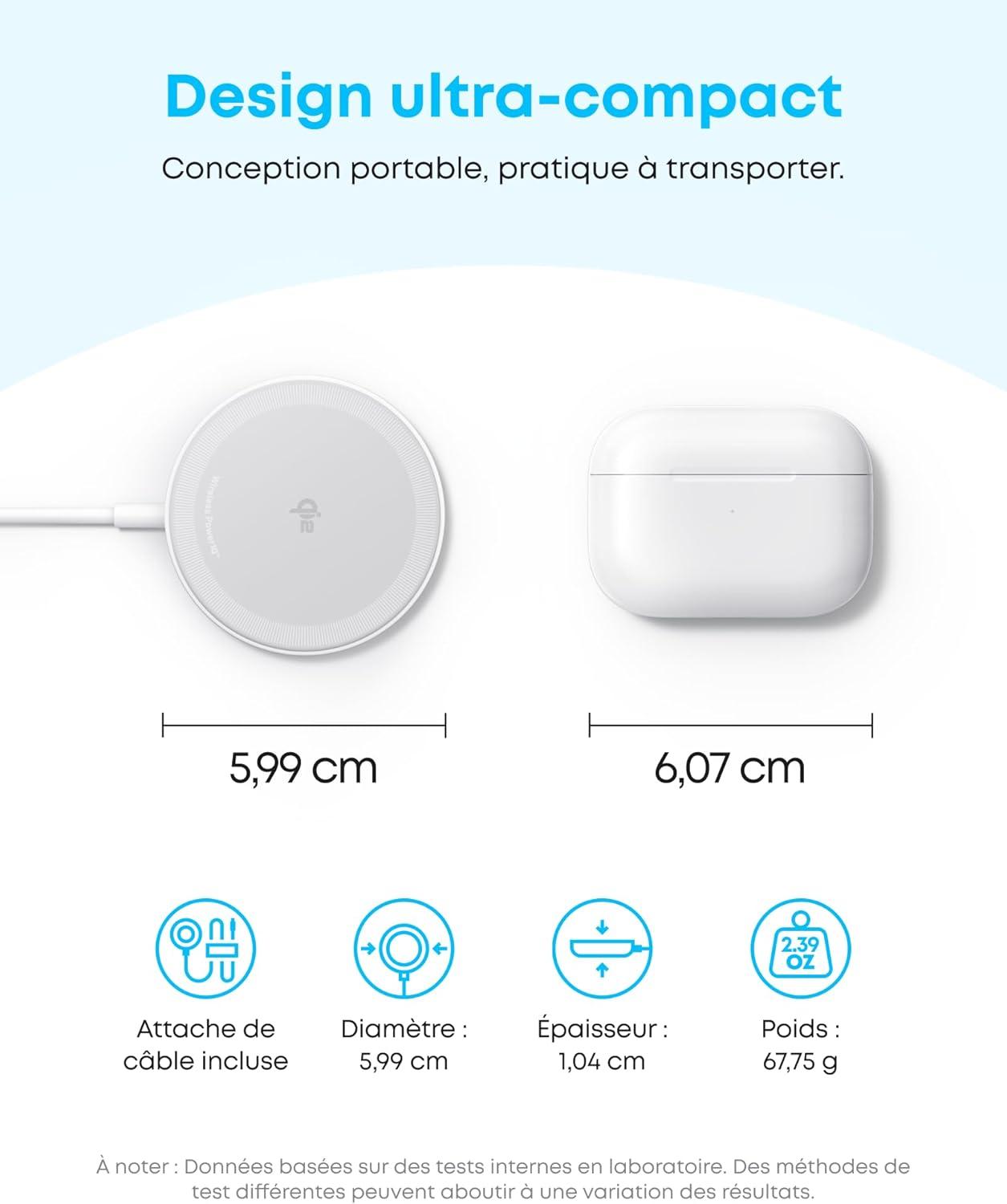imageAnker Zolo 15W Magnetic Induction iPhone Charger 15W Charging Pad Compatible with MagSafe Qi2 Certified for iPhone Series 17161514 AirPods and More Adapter Not Includedblanc