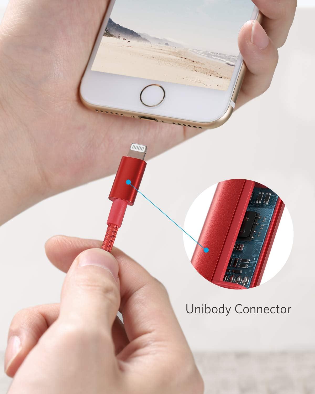 imageAnker iPhone Cable 6ft 331 Premium Nylon USBA to Lightning MFi Certified Charging Cable for iPhone SEXSXS MaxXRX8 Plus76 Plus iPad and MoreRed