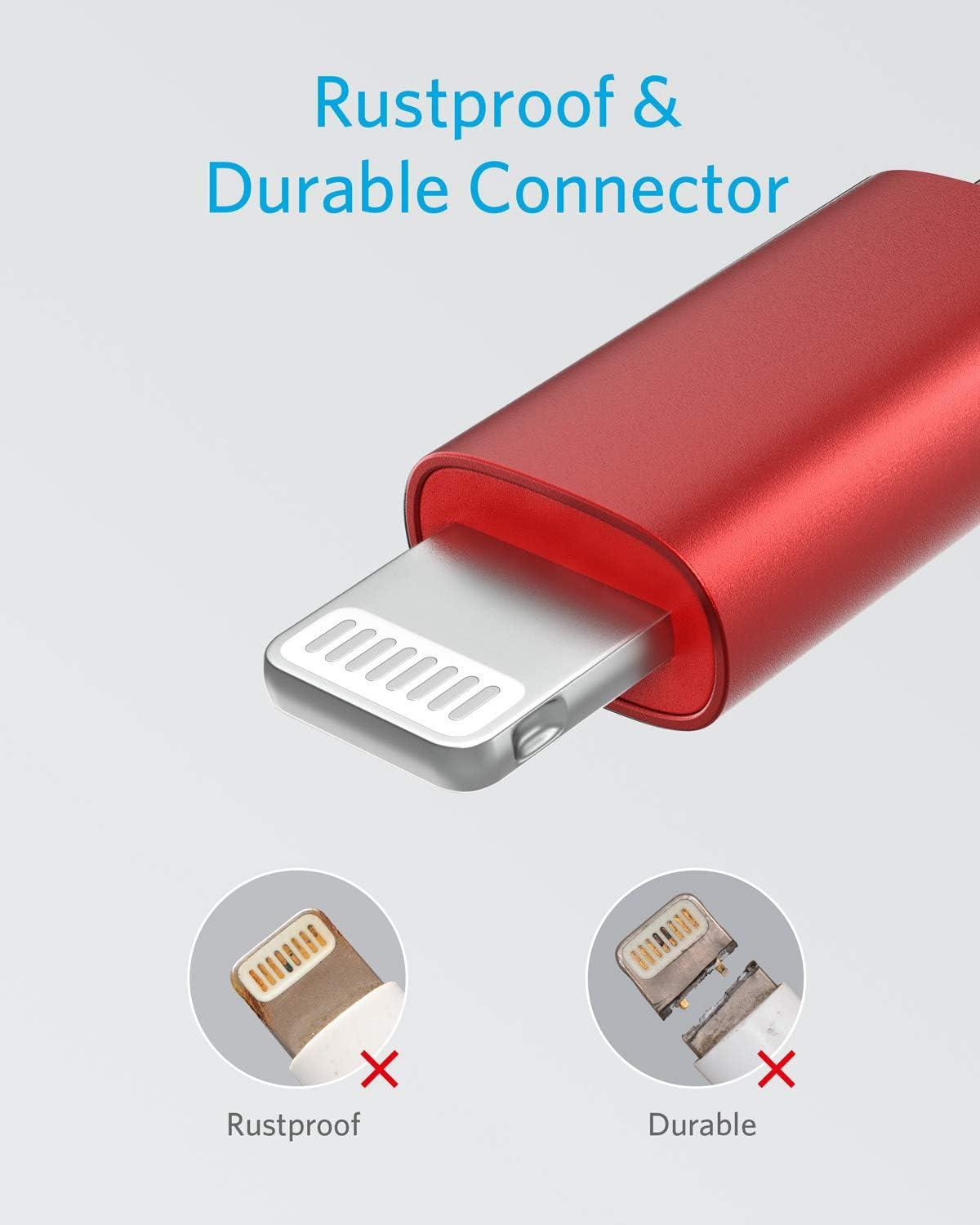 imageAnker iPhone Cable 6ft 331 Premium Nylon USBA to Lightning MFi Certified Charging Cable for iPhone SEXSXS MaxXRX8 Plus76 Plus iPad and MoreRed