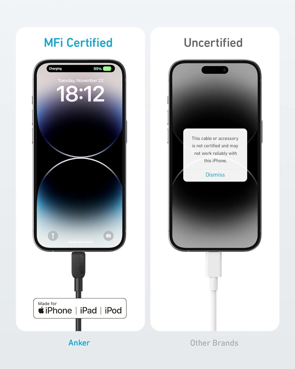 imageAnker iPhone USB C Cable 310 USBC to Lightning Cable MFi Certified Fast Charging Cable iPhone 14 Plus 14 14 Pro Max 13 13 Pro 12 11 X XS XRBlack