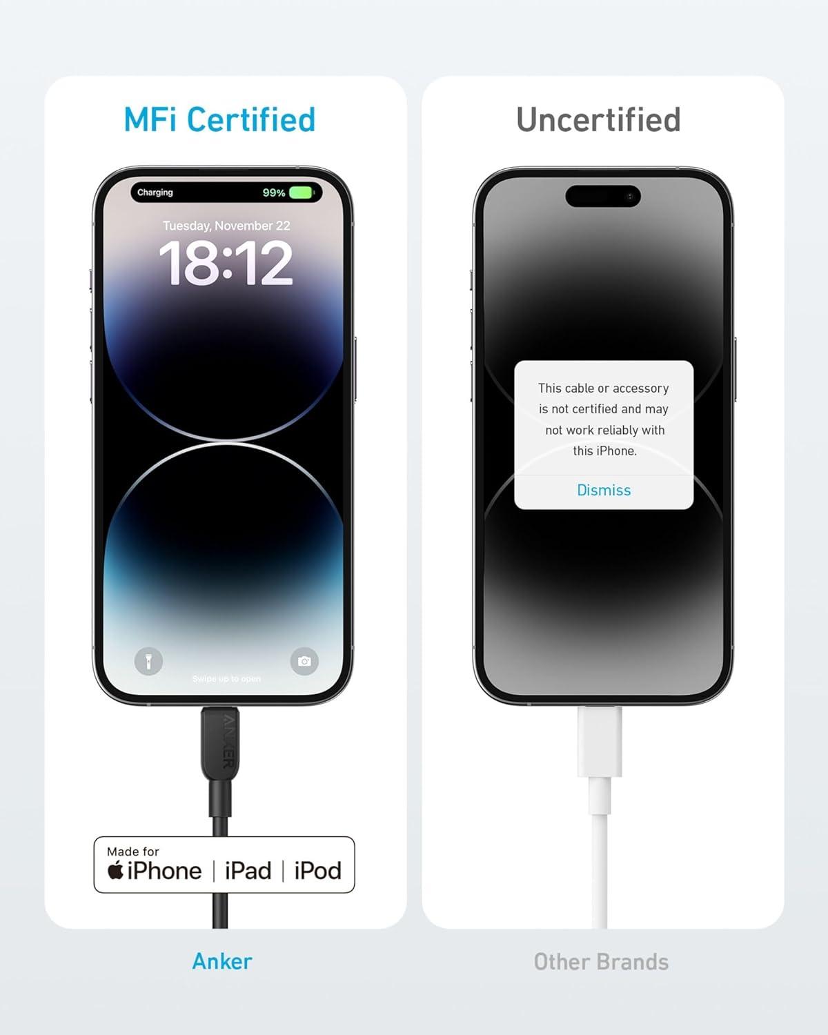 imageAnker iPhone USB C Cable 310 USBC to Lightning Cable MFi Certified Fast Charging Cable iPhone 14 Plus 14 14 Pro Max 13 13 Pro 12 11 X XS XRBlack