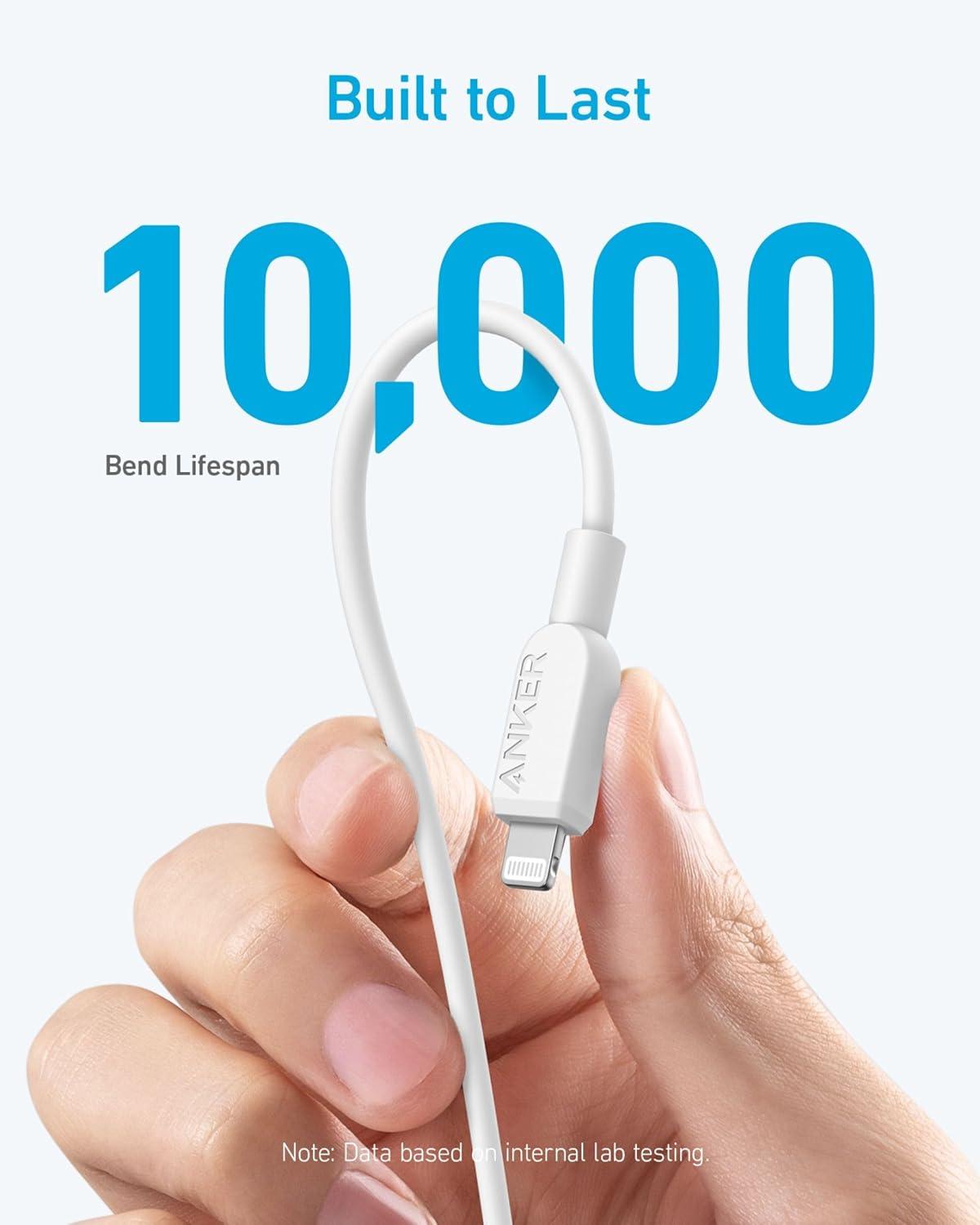 imageAnker iPhone USB C Cable 310 USBC to Lightning Cable MFi Certified Fast Charging Cable iPhone 14 Plus 14 14 Pro Max 13 13 Pro 12 11 X XS XRwhite