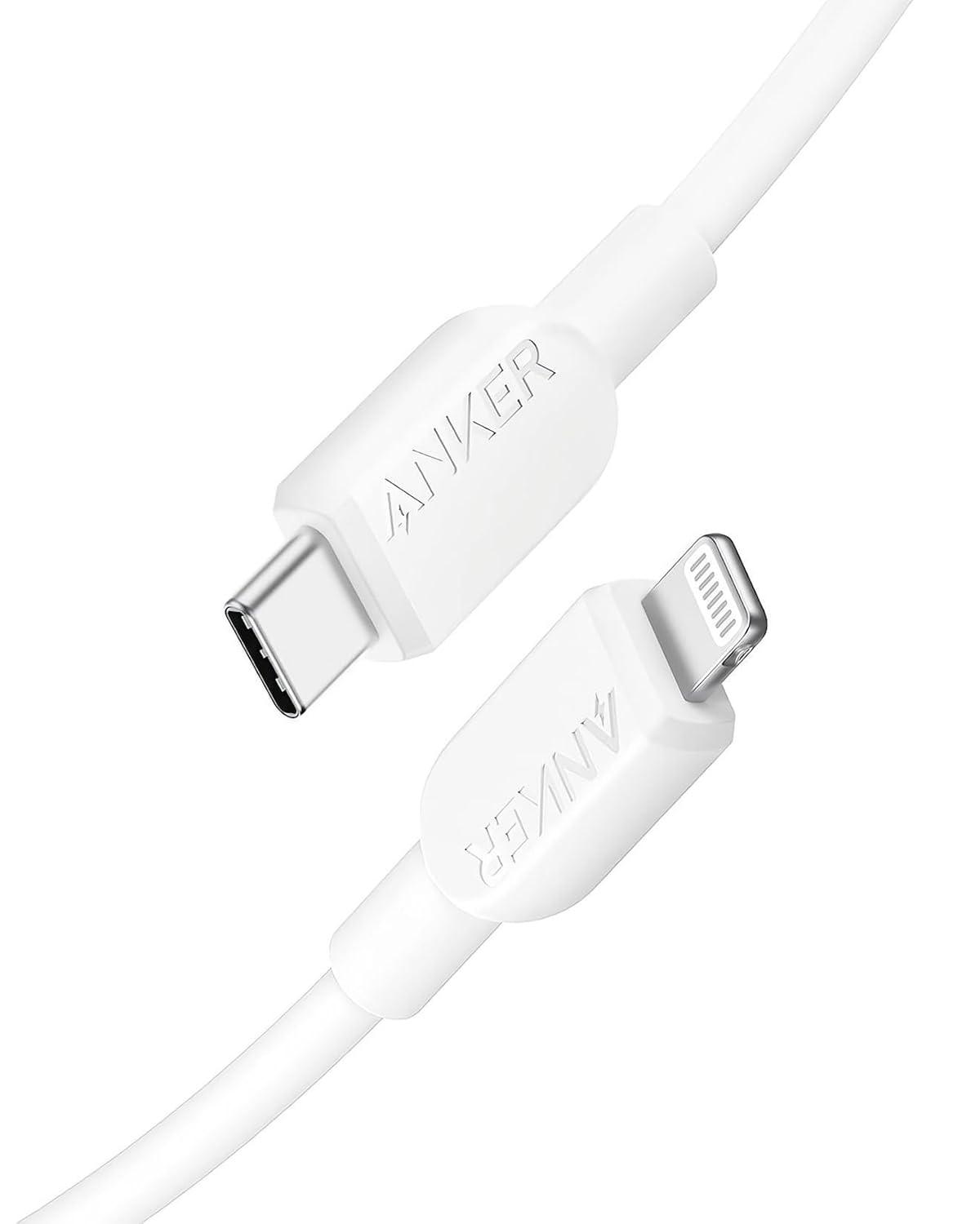 imageAnker iPhone USB C Cable 310 USBC to Lightning Cable MFi Certified Fast Charging Cable iPhone 14 Plus 14 14 Pro Max 13 13 Pro 12 11 X XS XRwhite