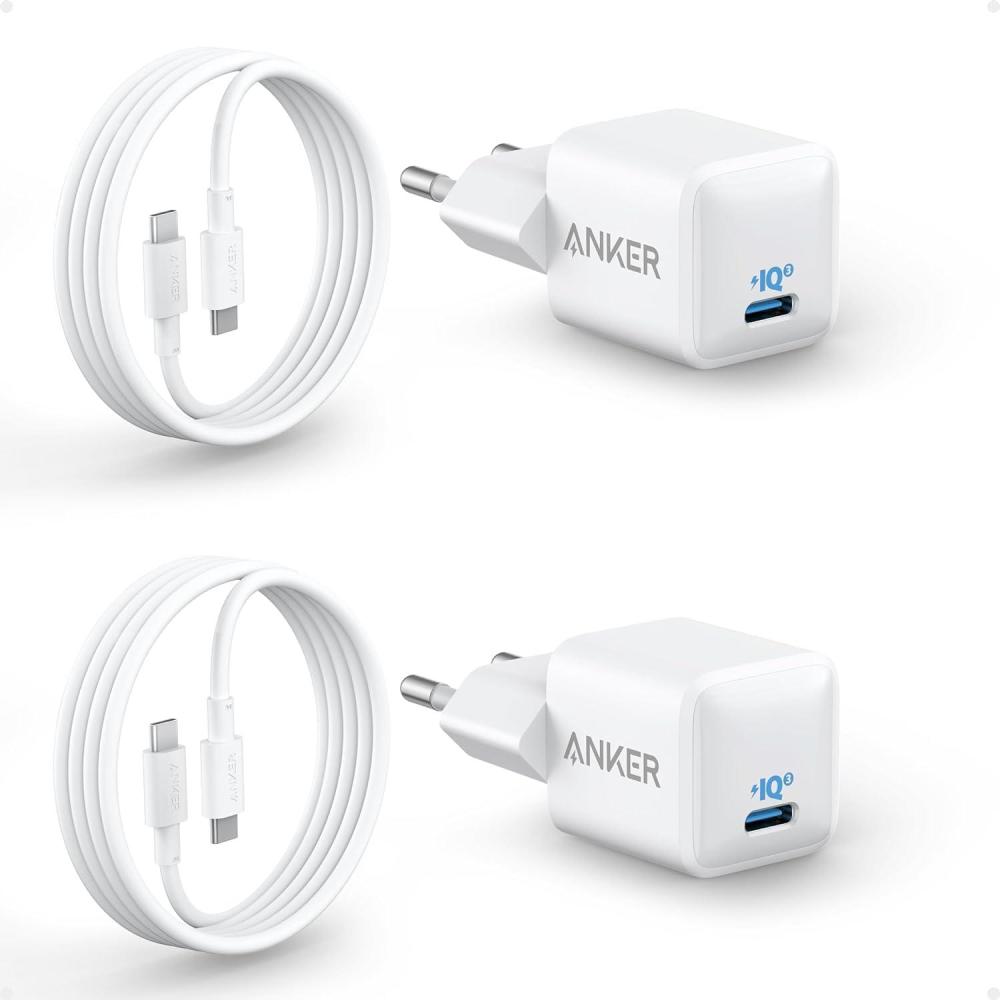 imageAnker 511 20W Nano USBC Charger Fast Durable ampamp Compact PIQ 30 for iPhone 1615 Galaxy Pixel 43 iPadiPad Mini 2 x 180cm C to C Cable