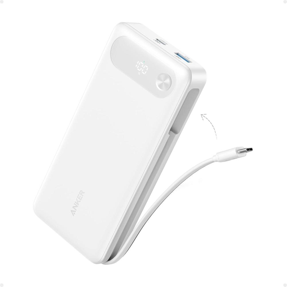 imageAnker External Battery 20000mAh with Builtin USBC Cable 87W Max Fast Charging Battery 2 USBC and 1A for MacBook iPhone 16 Pro Max1514 Samsung Switch and Morewhite