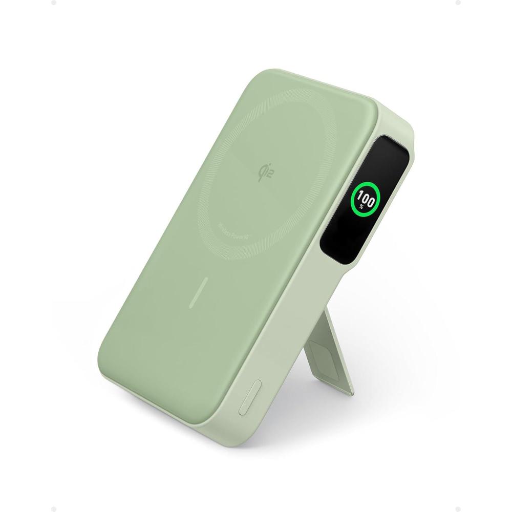 imageAnker MagGo Qi2 Magnetic External Battery 10000mAh 15W Compatible with Magsafe iPhone 17 16 15 14 Air Plus Pro Max USB C Fast Charge Portable Charger USBC Cable IncludedGreen