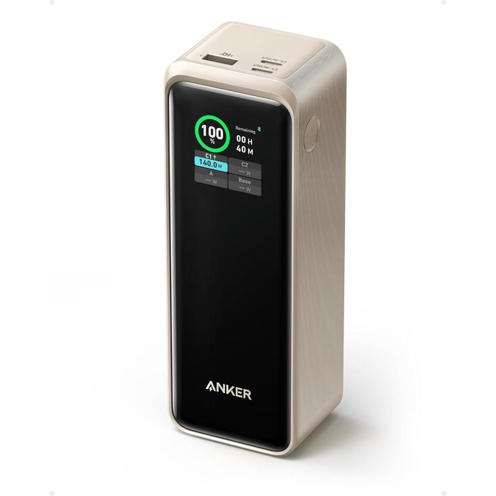 imageAnker Prime Power Bank Power Bank Portable Charger 250W 3 Ports 27650 mAh 9954 Wh MacBook ProAir iPhone 16151413 AirPods SamsungGolden