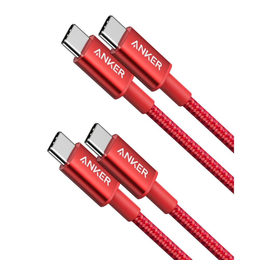 imageAnker USB C Cable 60W 2 Pack USB C to USB C 20 Cable Nylon Cable for iPhone 1616 Pro16 Plus1516 ProMax iPad AirMiniPro 2024 MacBook Pro 2024 Samsung Galaxy S23 Switch 18m SilverRed