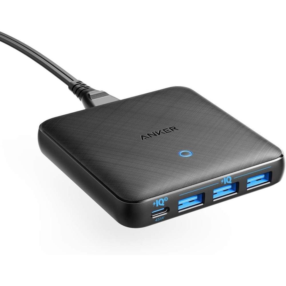 imageAnker USBC Charger 65W Quick Charge 4Port PIQ 30 and GaN PowerPort Atom III Slim AC Charger with 45W USBC Port for MacBook Laptops iPad iPhone 17 Galaxy and More