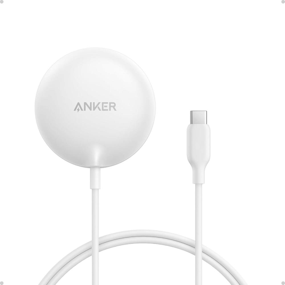imageAnker Zolo 15W Magnetic Induction iPhone Charger 15W Charging Pad Compatible with MagSafe Qi2 Certified for iPhone Series 17161514 AirPods and More Adapter Not Includedblanc