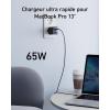Anker Chargeur USB C (Nano II 65 W), station 3 ports, PPS, Rapide, bloc d&rsquo;alimentation USB C compact pour MacBook Pro, iPad Pro, Steam Deck, Galaxy S20, Dell XPS 13, Note 20/10+, iPhone 16/15, Pixel(Negro)