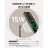 Anker MagGo 3 in 1 15W Induction Charger Compatible with MagSafe and Qi2 Certified, Induction Charging Cradle for iPhone Series 16/15/14/13, AirPods, Apple Watch (Charger and USB C Cable Included)(blanc)