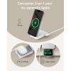 Anker MagGo Induction Charger iPhone 3 in 1 Magsafe 15W, Wireless Charging Base Qi2 Certification Compatible with MagSafe, for iPhone 17/16/15/14 AirPods Watch (40W USB C Charger Included)(white)