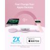 Anker MagGo Induction Charger iPhone 3 in 1 Wireless Charging Station Compatible with MagSafe, Qi2 Certified 15W, Foldable Travel Charger, iPhone 17/16/15, AirPods, Apple Watch (USB-C Charger Included(Pink)