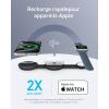 Anker MagGo Induction Charger iPhone 3 in 1 Wireless Charging Station Compatible with MagSafe, Qi2 Certified 15W, Foldable Travel Charger, iPhone 17/16/15, AirPods, Apple Watch (USB-C Charger Included(Black)