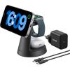 Anker MagGo iPhone 3 in 1 Induction Charger MagSafe 15W (Stand), Qi2 Certified Wireless Charger Compatible MagSafe, for iPhone 17/16/15/14, Apple Watch, AirPods Pro, and More (Adapter Included)(Noir)
