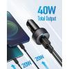 Anker USB C Car Charger, PowerIQ 3.0 Type C 2 Port 40W Car Adapter, PowerDrive III Duo with Power Supply for iPhone12/11 Pro Max, Galaxy S10, Pixel, iPad Pro and More