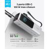 Anker Zolo External Battery for Laptops, 25000 mAh 3 Ports USB-C 100W Charger for Multiple Devices, Built-in Cable+Retractable Cable, for iPhone17/16 Pro Max, MacBook, Samsung(Silver)