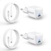 Anker 511 20W Nano USB-C Charger, Fast, Durable & Compact PIQ 3.0, for iPhone 16/15, Galaxy, Pixel 4/3, iPad/iPad Mini (+ 2 x 180cm C to C Cable)