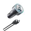 Anker Compact Fast Car Cigarette Lighter Charger 3 Ports 67W – High Speed Charging for iPhone 17/16, Galaxy S23, iPad Air and More – USB-C to USB-C Cable Included for Easy Connection