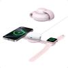 Anker MagGo Induction Charger iPhone 3 in 1 Wireless Charging Station Compatible with MagSafe, Qi2 Certified 15W, Foldable Travel Charger, iPhone 17/16/15, AirPods, Apple Watch (USB-C Charger Included(Pink)