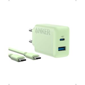 Anker 20W USB C iPhone Charger, iPad Charger, Fast Charging, Compatible with iPhone 17/17 Plus/iPhone 17 Pro Max/16/iPad and Others (1.5m USB C Cable Included)(Green)