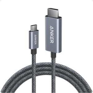 Anker HDMI to USB-C Cable, 4K@60Hz HDR, Ultra Fast USB-C to HDMI Cable Nylon Braided with Advanced Shielding, Thunderbolt 5/4/3, for MacBook, iPad, iPhone 16/15, HD TV & More (1.8 m)(1 8m)