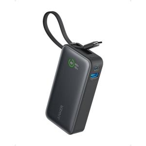Anker Nano External Battery 10000mAh with Built-in USB-C Cable, Max Power PD 30W with 1 USB-C & A Port, Compatible with iPhone 17 Pro Max16//15/14/13, MacBook, Galaxy, iPad, AirPods(Black)