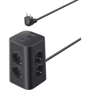 Anker Power Strip with Switch, 12-in-1 Charging Tower (13A, 2990W), 20W USB-C Fast Charging, 8 AC Outlets, 4 USB Ports, 2m Extension Cable, for Office, Home, Gaming(Noir)