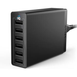 Anker PowerPort 6 Port USB Mains Charger 60W – Wall Charger with PowerIQ Technology, Travel Adapter for Smartphones and Tablets: iPhone, iPad, Samsung and More(Noir)