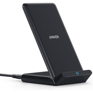 Anker PowerWave Stand 10W Induction Charger, Qi Certified Fast Wireless Charger for Samsung Galaxy S9, Compatible Standard 5W iPhone 17/16 Pro Plus, Mate 20(Wall Charger Not Included)(Black)