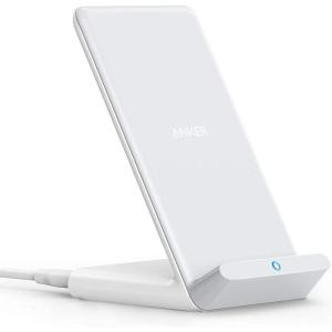 Anker PowerWave Stand 10W Induction Charger, Qi Certified Fast Wireless Charger for Samsung Galaxy S9, Compatible Standard 5W iPhone 17/16 Pro Plus, Mate 20(Wall Charger Not Included)(white)