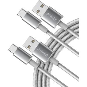 Anker USB C Cable, 2 Pack USB-A to USB-C Charging Cable, 331 USB C to USB 2.0 Dual Braided Nylon Type C Charging Cable for iPhone 17/17 Plus/Pro/17 ProMax Samsung Galaxy S10+, LG V30(6ft, Red)(Silver)