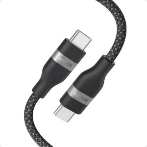 Anker USB-C Cable, 240W Braided Upcycled USB C to USB-C Fast Charger Cable for iPhone 17/17 Pro/17 Plus/17 ProMax, MacBook Pro, iPad Pro/Air 5, Galaxy S23 and Others (6 Feet, Black)(Black)