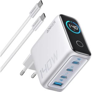 Anker Zolo 140W USB C Charger, Fast and Compact 4 Port Adapter, GaN Technology, Intuitive Touch Controls, iPhone 17/16 Series, Samsung, MacBook Air/Pro, Pixel, AirPods and More(Silver)