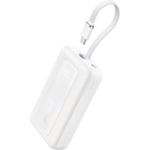 Anker Zolo Batterie Externe Haute Vitesse 20000mAh 30W, Câble USB-C Intégré, 1 Port USB-C & A, pour iPhone 16/16 Pro/16 Pro Max/16 Plus, MacBook, Galaxy, et Autres(blanc)