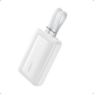 Anker Zolo Power Bank, 30W 10000mAh Portable Fast External Battery with USB-C and Lightning Cables MFi Certified, 2 Ports, Battery for iPhone Series 16/15/14, MacBook, Galaxy, and More(white)
