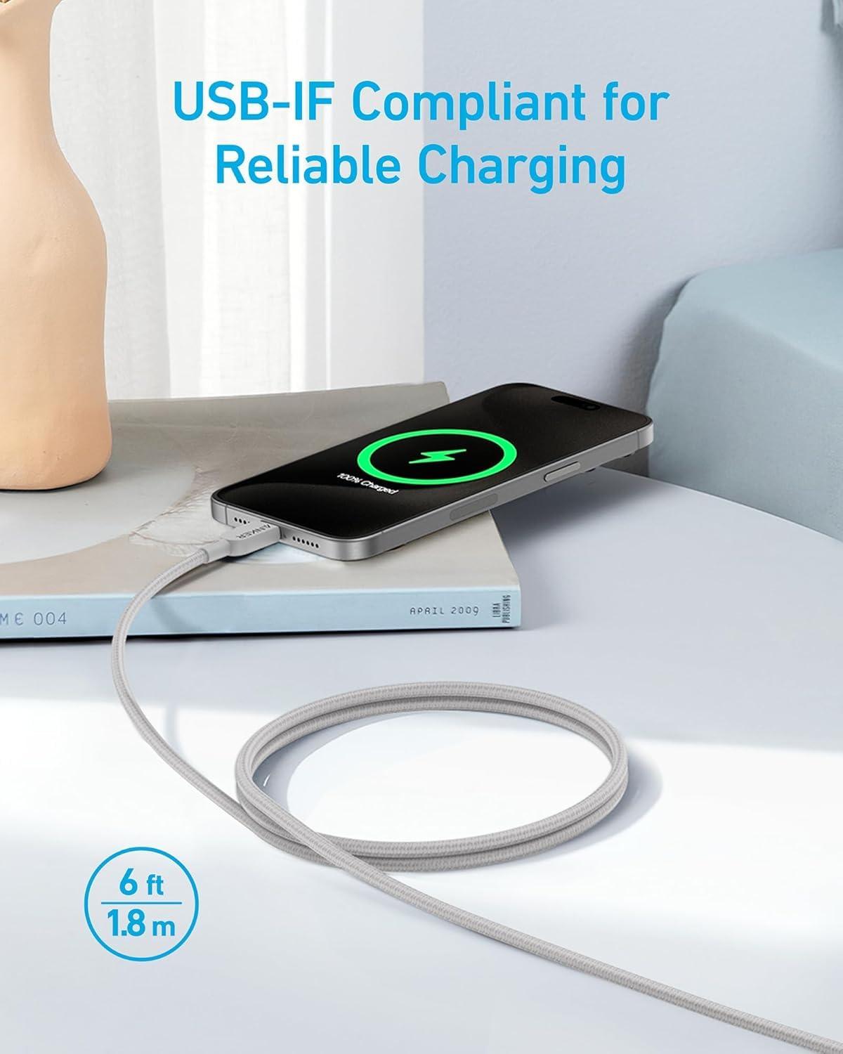 imageANKER cable USB C 180cm lot de 2 cbles de charge USB A vers USB C cble de charge USB A vers USB C charge rapide pour iPhone 1615 Samsung Galaxy Note 10 Note 9S10 S10 LG V30 Noir6ft